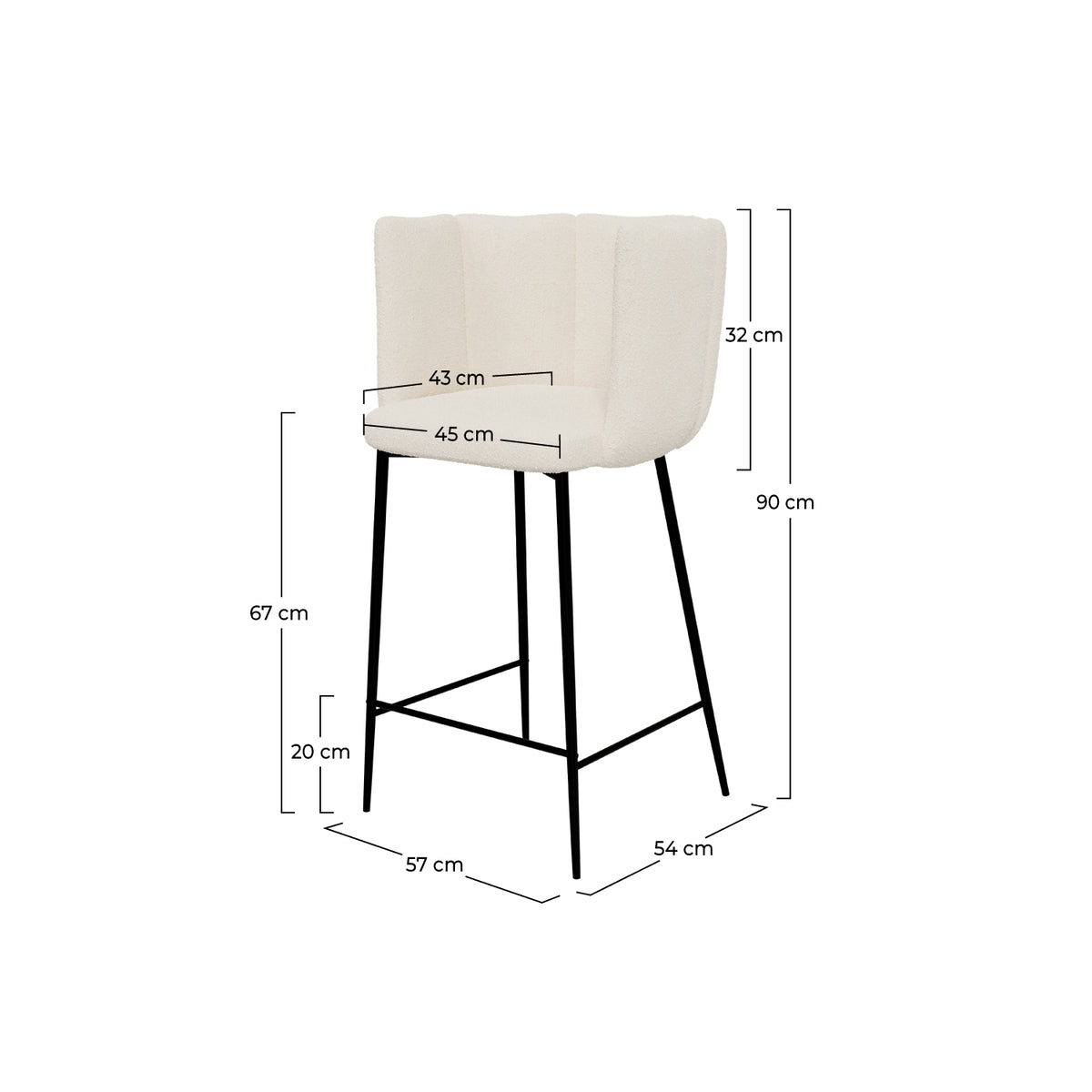 chaise de bar rosy en tissu boucle beige lot de 2_1