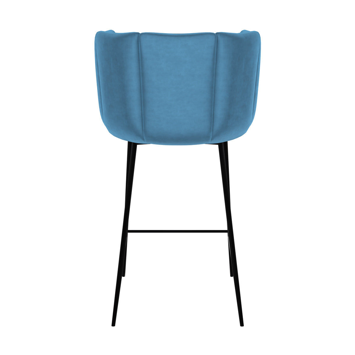 chaise de bar rosy en velours bleu et pieds en metal