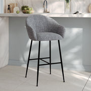 chaise de bar socky en tissu gris pieds noirs rdv deco