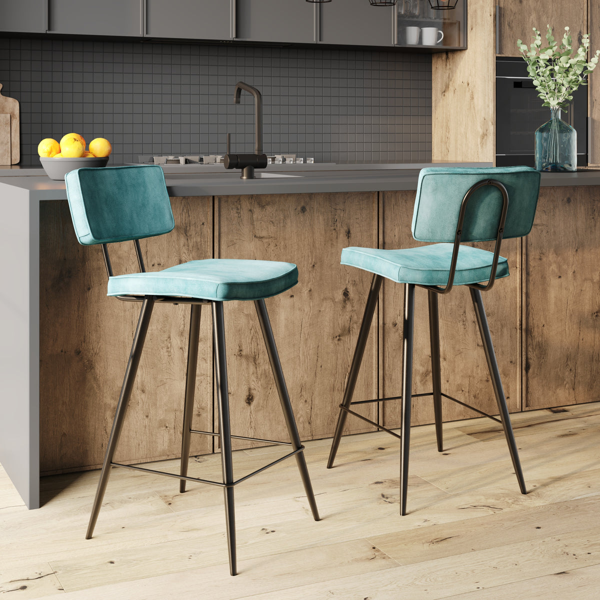 chaise de bar texas bleue 66 cm lot de 4 jaune