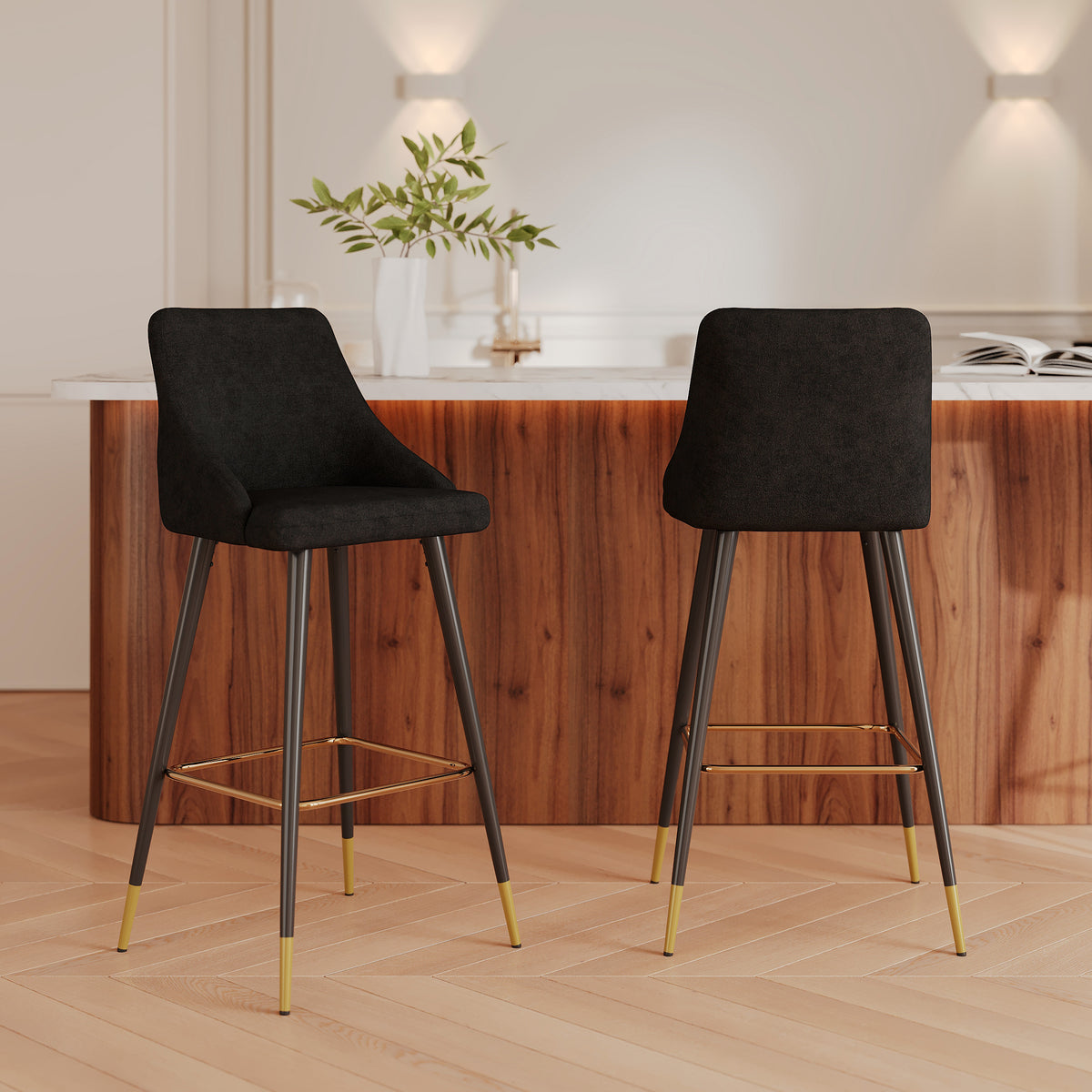 chaise de bar velours noir 77
