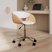sedia da ufficio adelmar bianca e legno focus