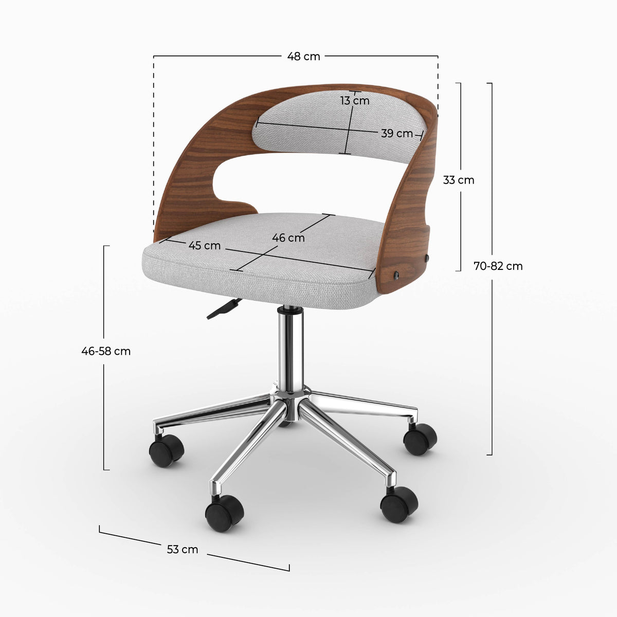 Chaise de bureau Louis noyer gris clair dimensions – Maison Pavane