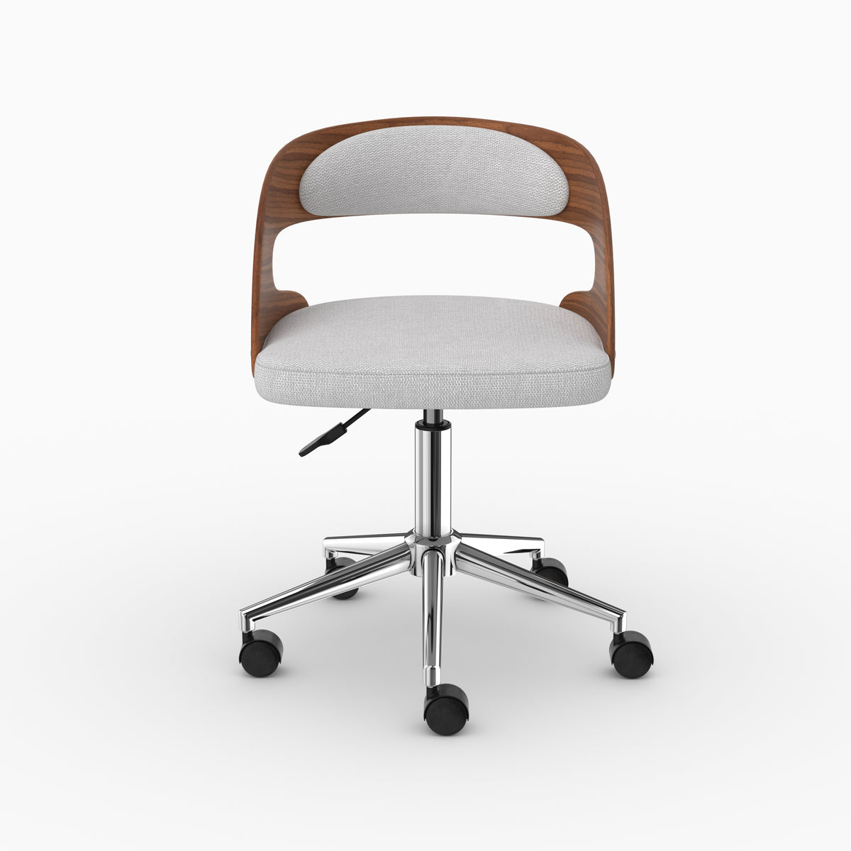 Chaise de bureau Louis pivotante noyer tissu gris clair face – Maison Pavane