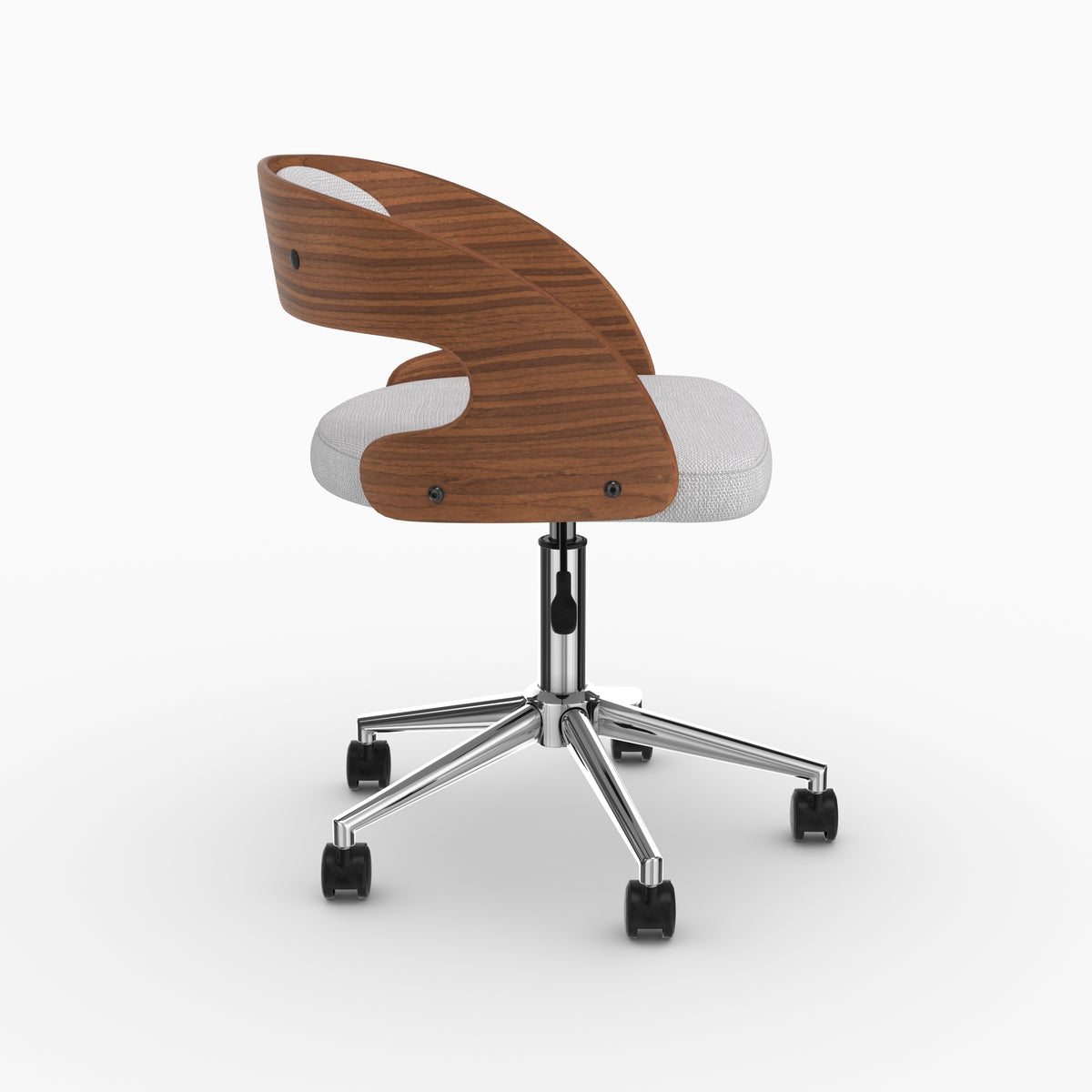 Chaise de bureau Louis scandinave noyer gris clair profil – Maison Pavane