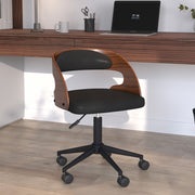 sedia da ufficio nera louis legno pu nero ruote regolabili