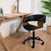 sedia da ufficio vintage in pelle legno effetto noce
