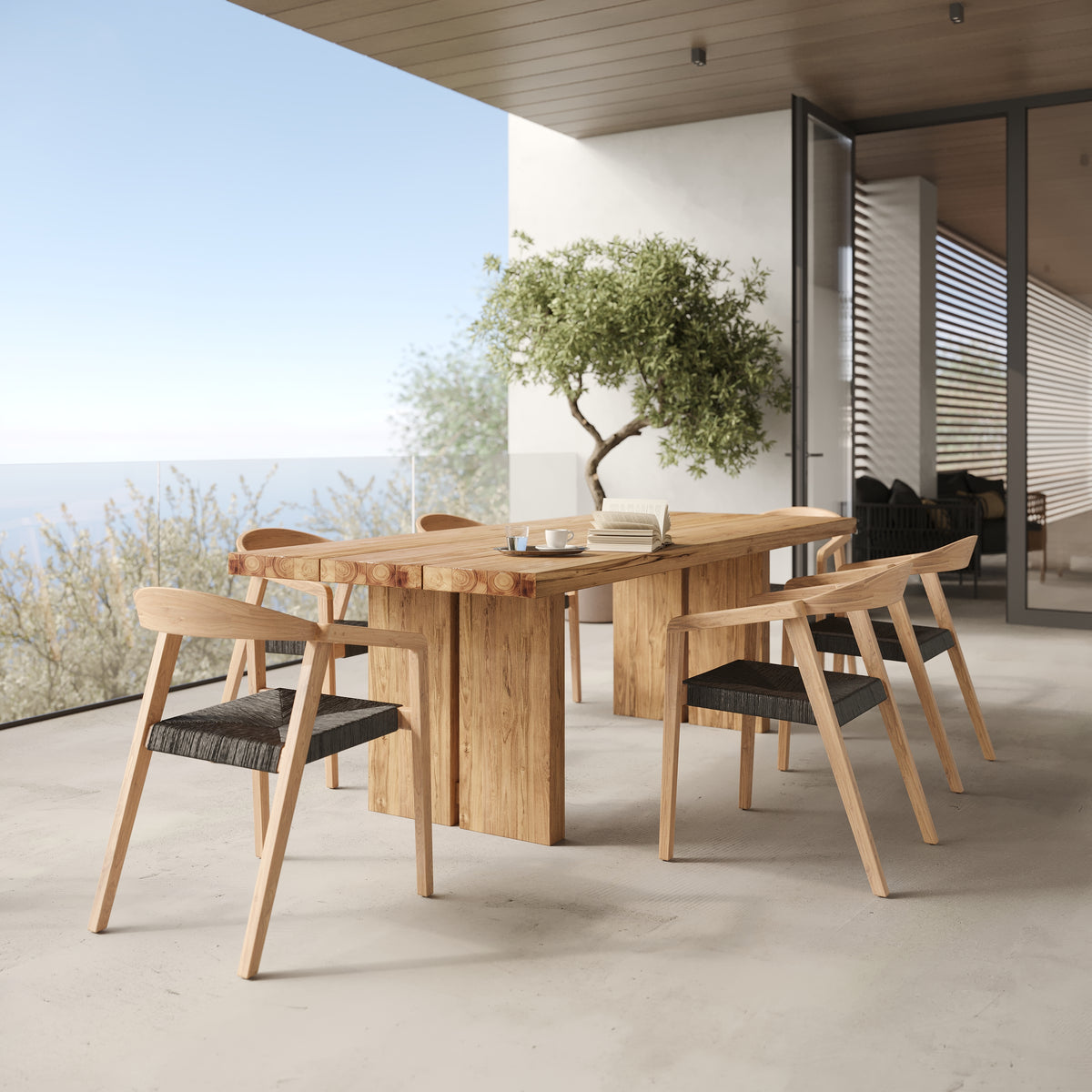 chaise de jardin bois teck recycle et rotin noir lot de 2