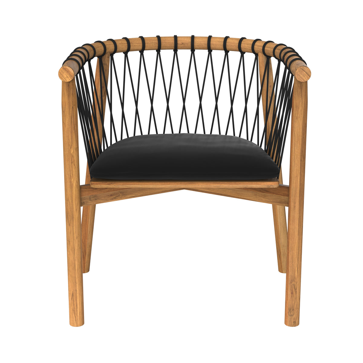 chaise de jardin en bois de teck et tissu noir yago