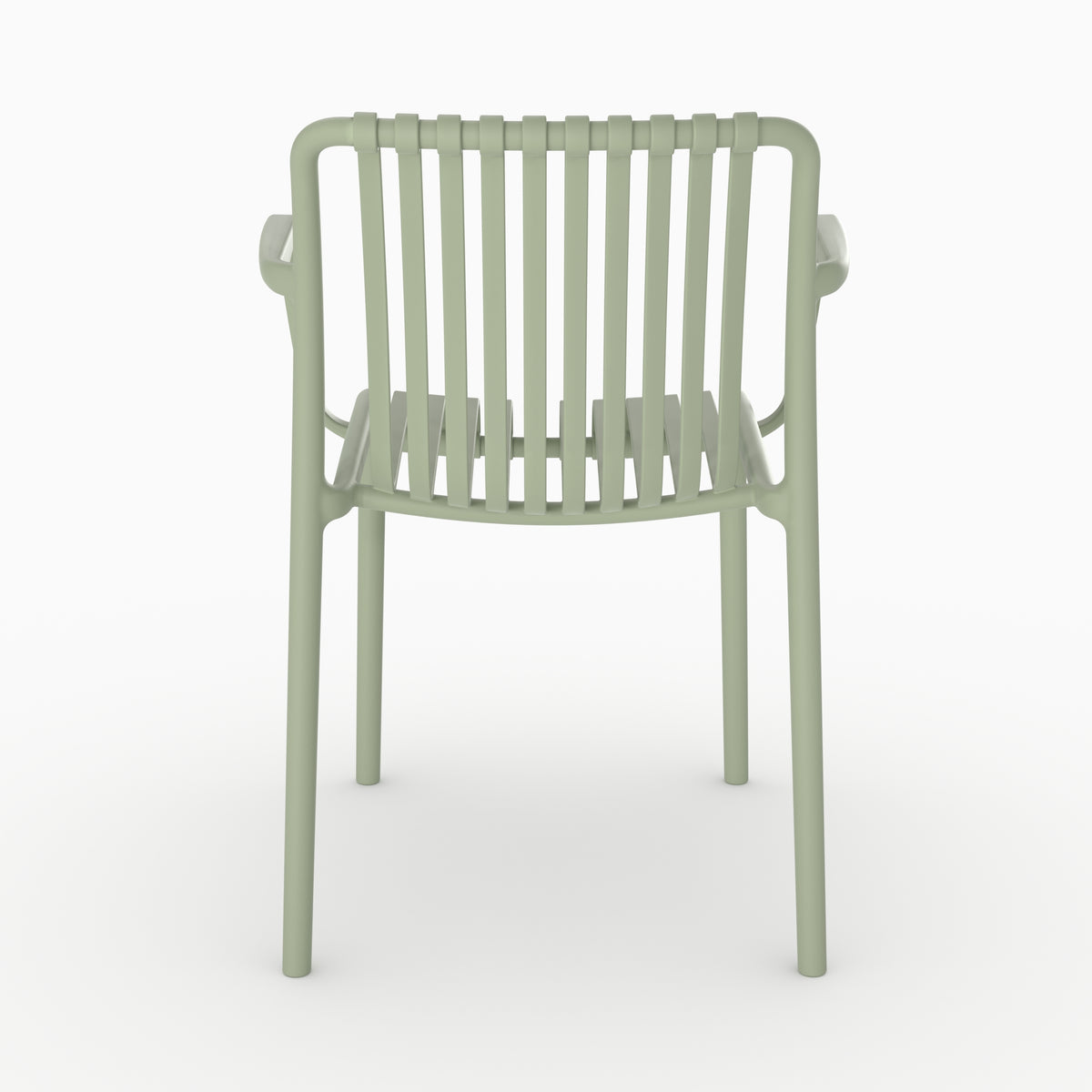 Chaise de jardin Ivy vert pastel vue directe accoudoirs