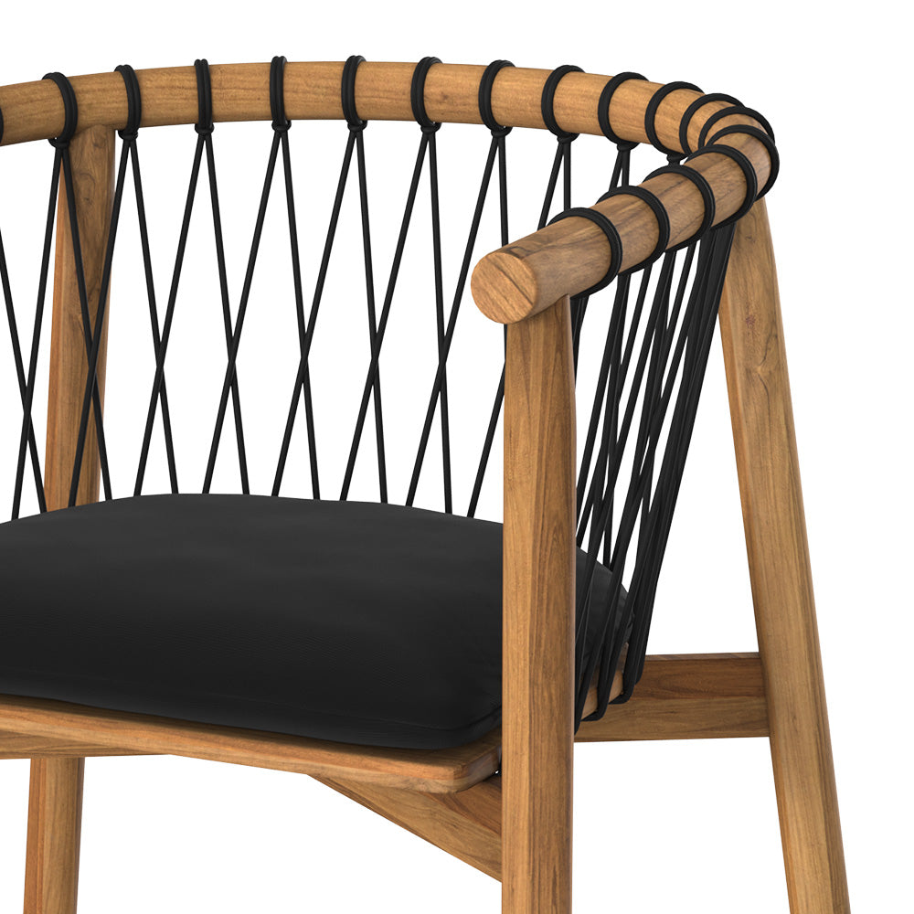 chaise de jardin yago bois de teck tissu noir