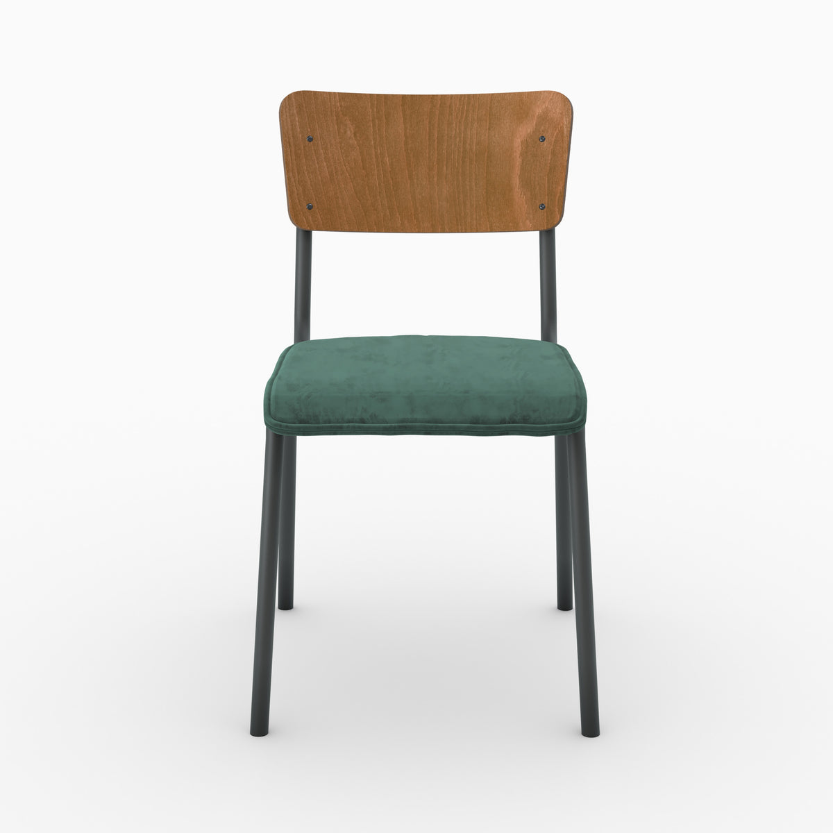 Chaise écolière Nico velours vert vue face – Maison Pavane