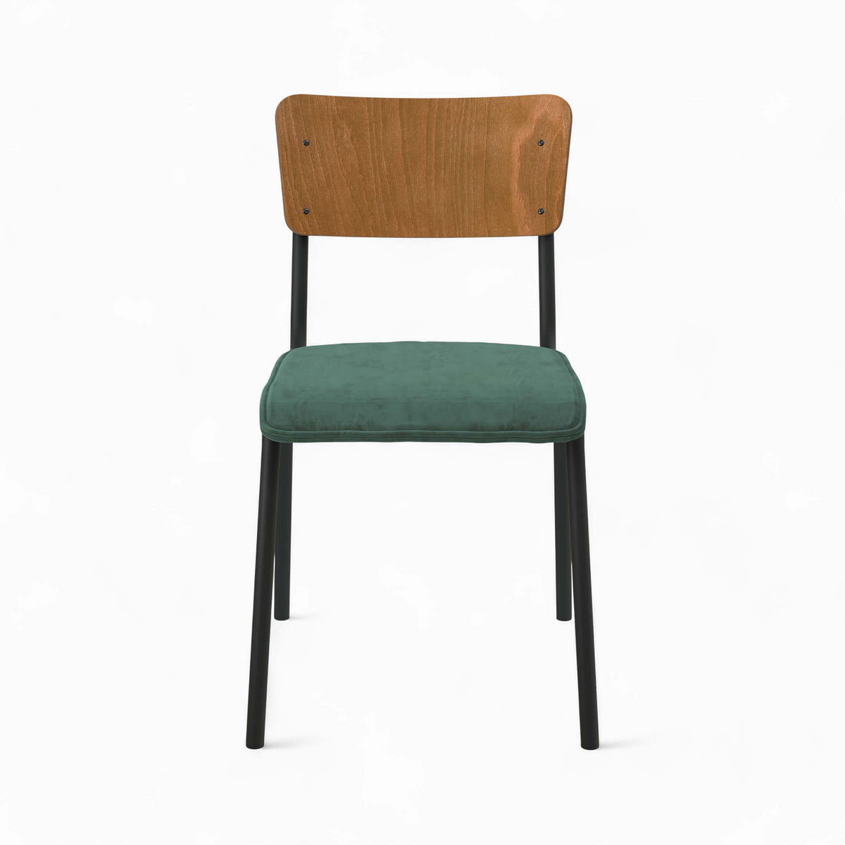 Chaise écolière Nico velours vert vue face – Maison Pavane