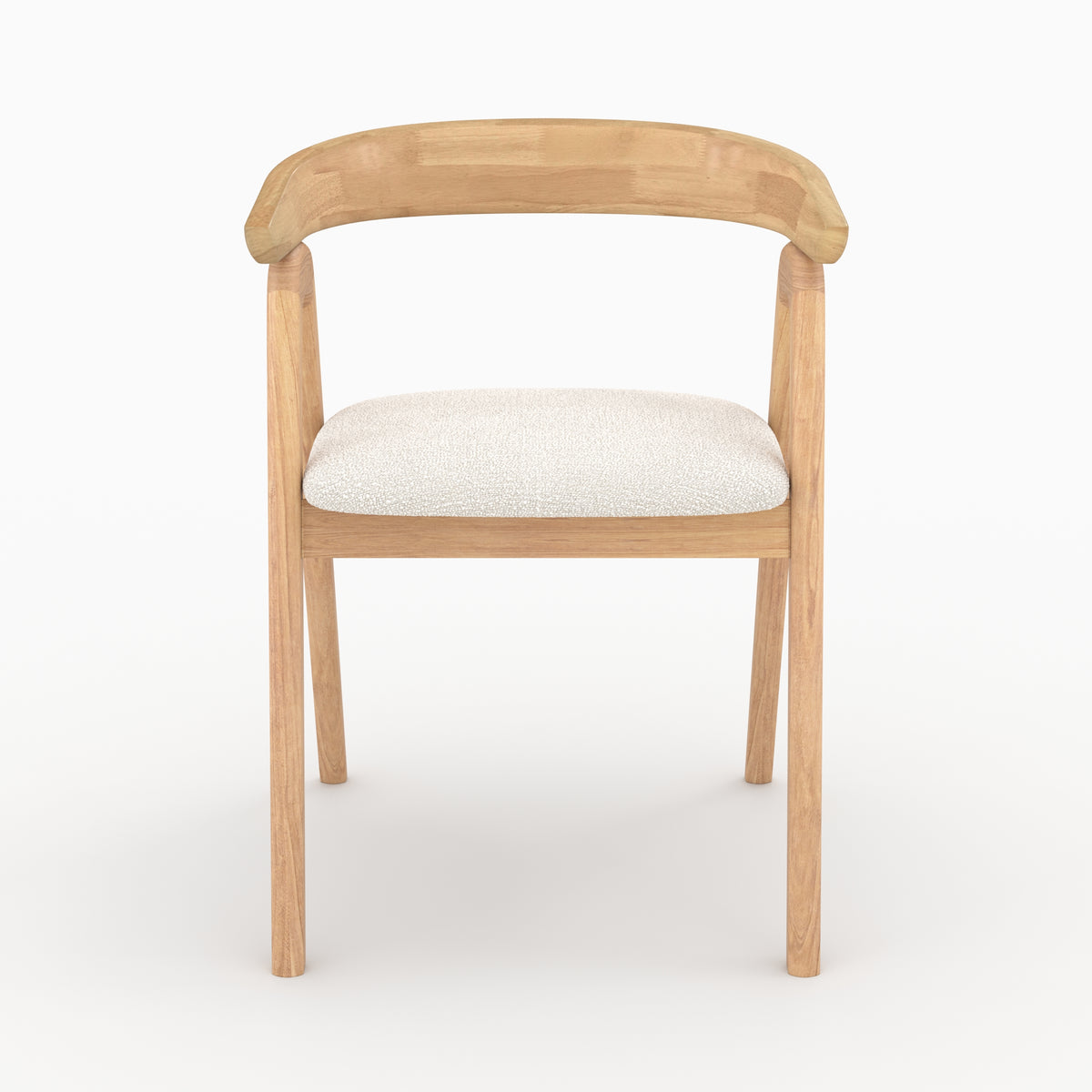 chaise en bois d hevea clair et tissu boucle creme hawa