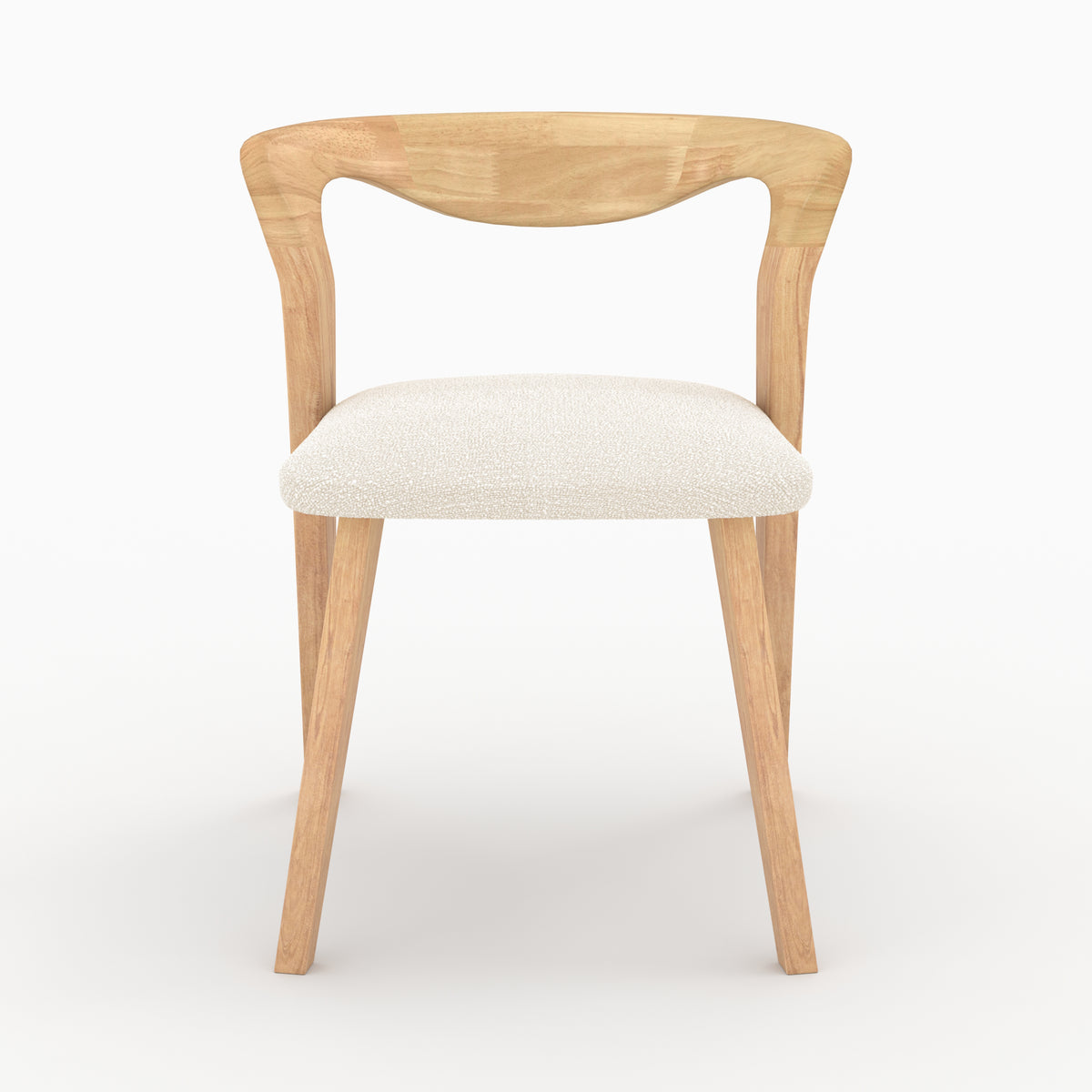 chaise en bois d hevea clair et tissu boucle creme vega