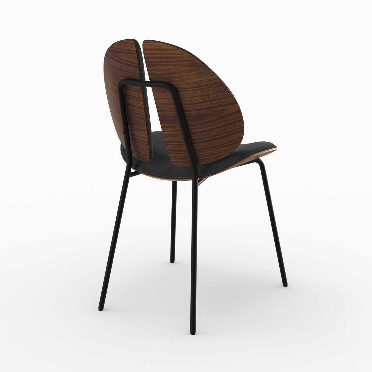 chaise en bois de noyer et velours noir unite cocci