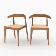 sedia in legno e rattan set di 2 alia