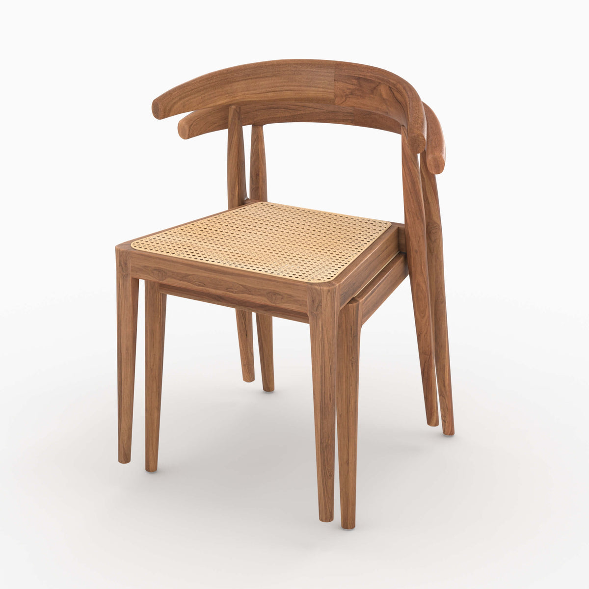 sedia in legno e rattan set di 2 alia