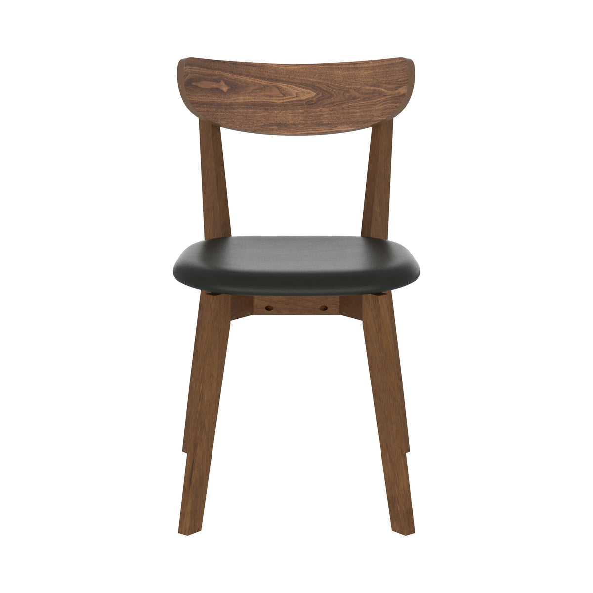 chaise en bois fonce tabata cuir synthetique noir