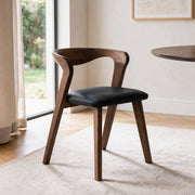 Chaise en bois marron foncé assise noire Vega – Maison Pavane