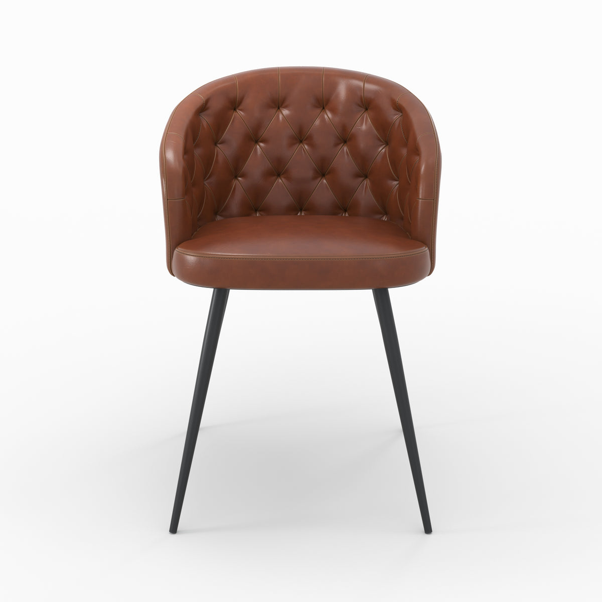 chaise en cuir marron et pieds en metal