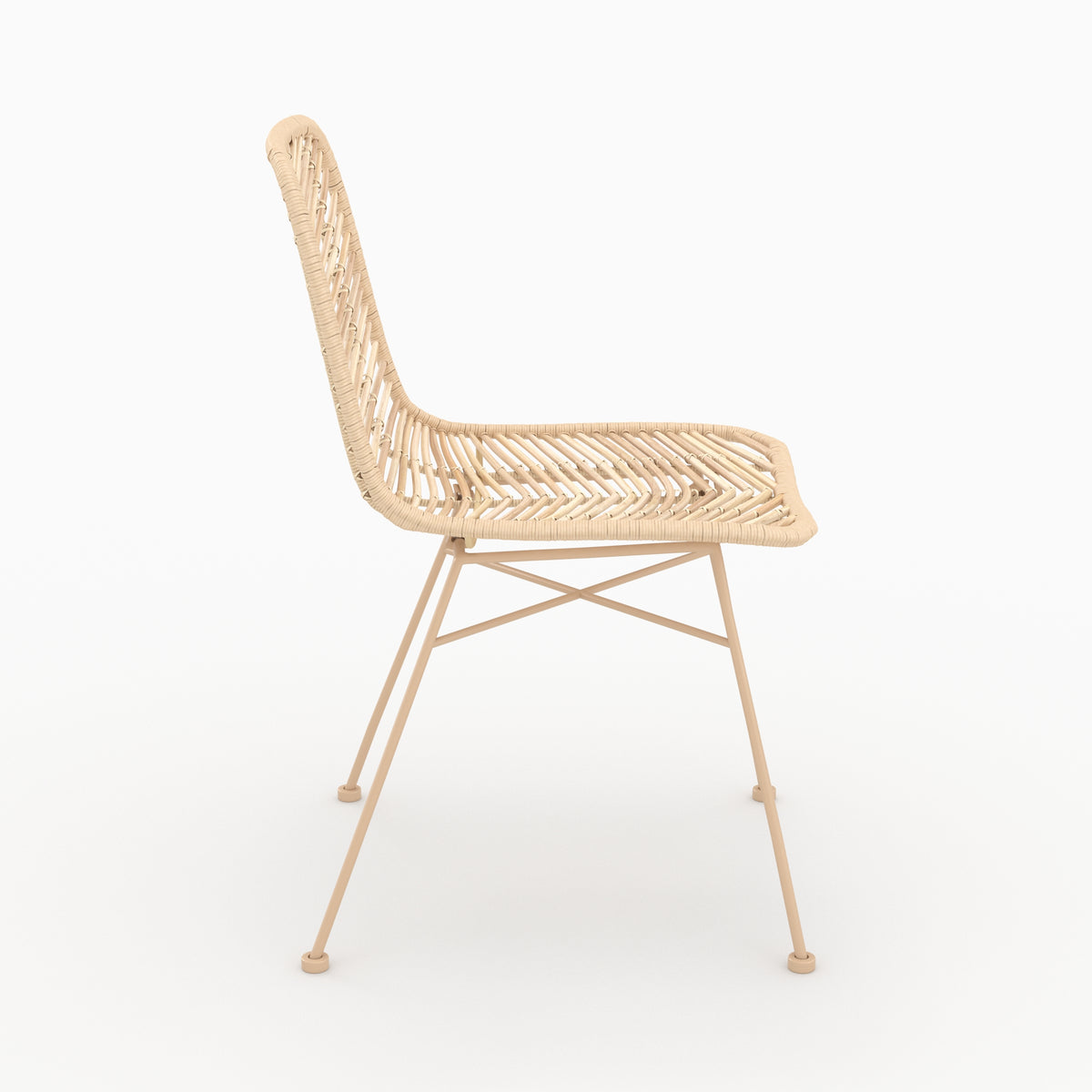 sedia in rattan naturale e gambe beige set di 2 tamara