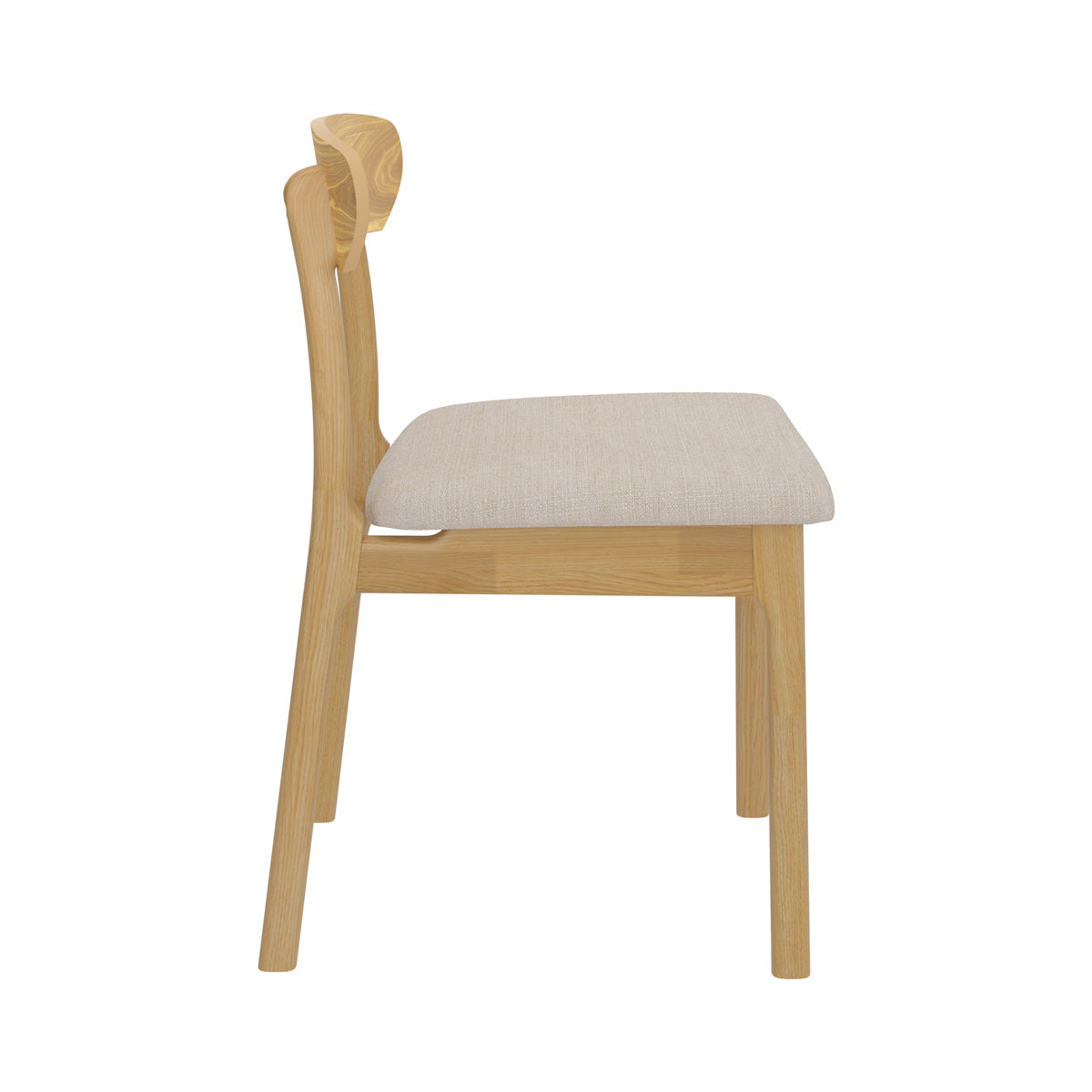 chaise en tissu beige et bois clair lana