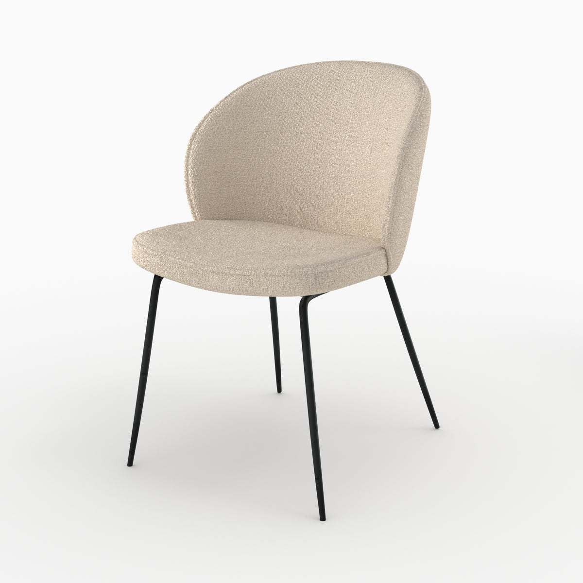 chaise en tissu boucle beige pieds noirs groom