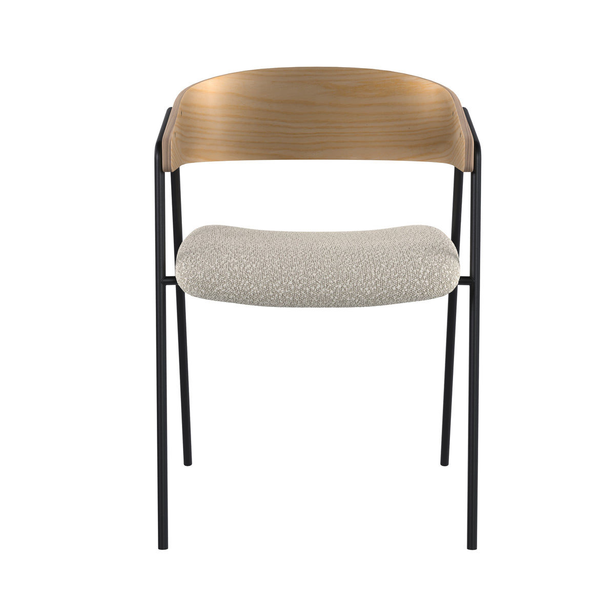 chaise en tissu boucle blanc et bois de chene esmee lot de 2