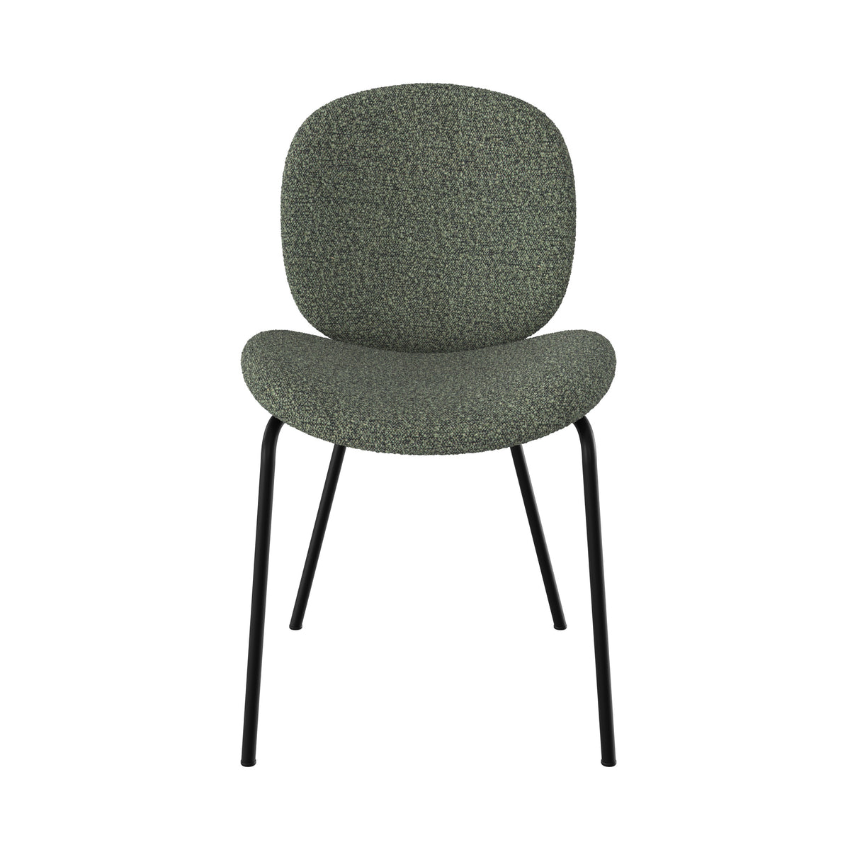 chaise en tissu boucle vert kaki iris metal noir lot de 2