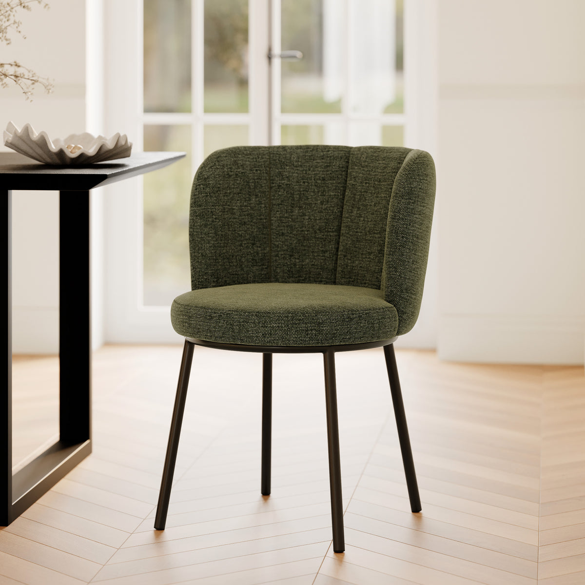 chaise en tissu chine vert fonce aby rdv deco