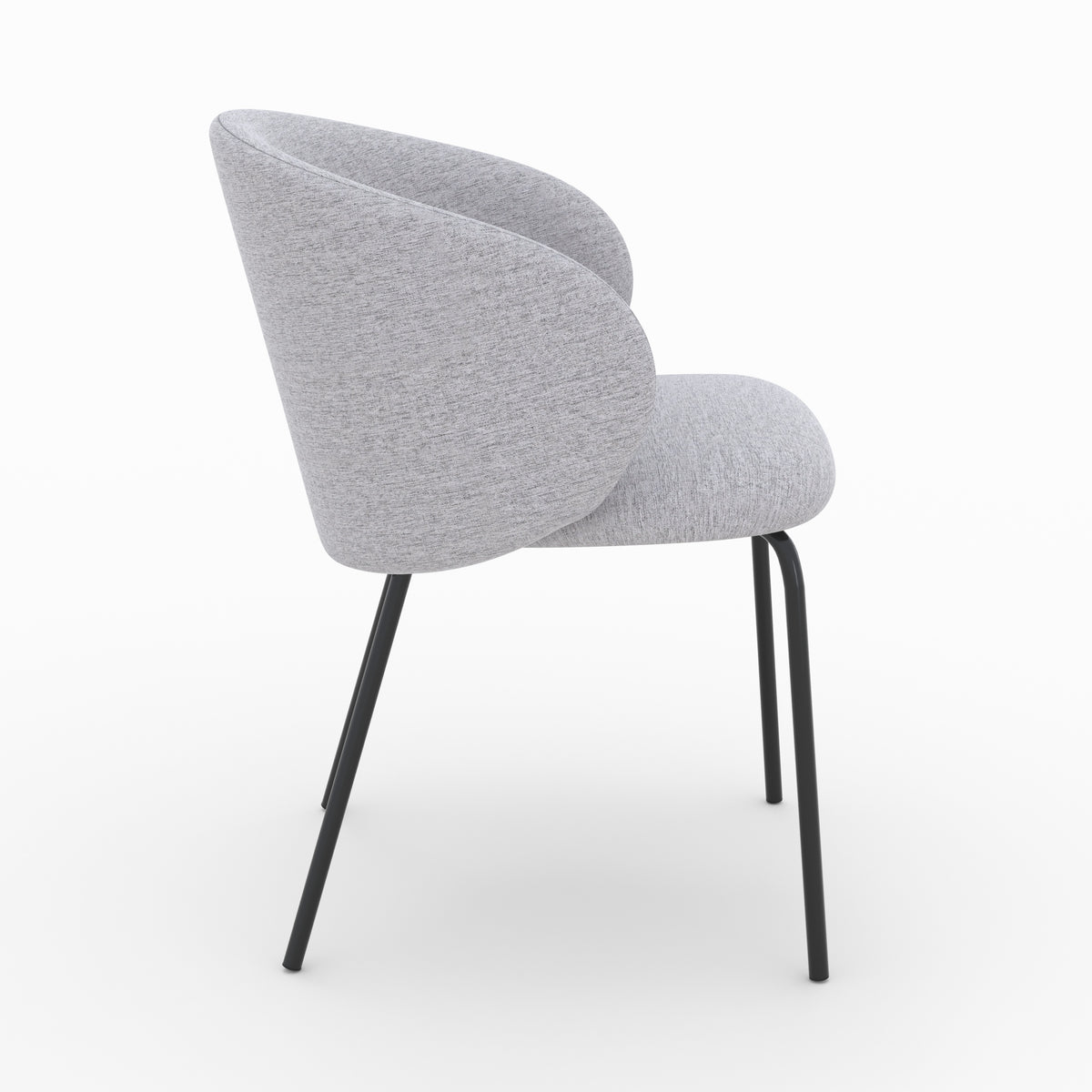 sedia in tessuto grigio chiaro con gambe in metallo nero victoria set di 2