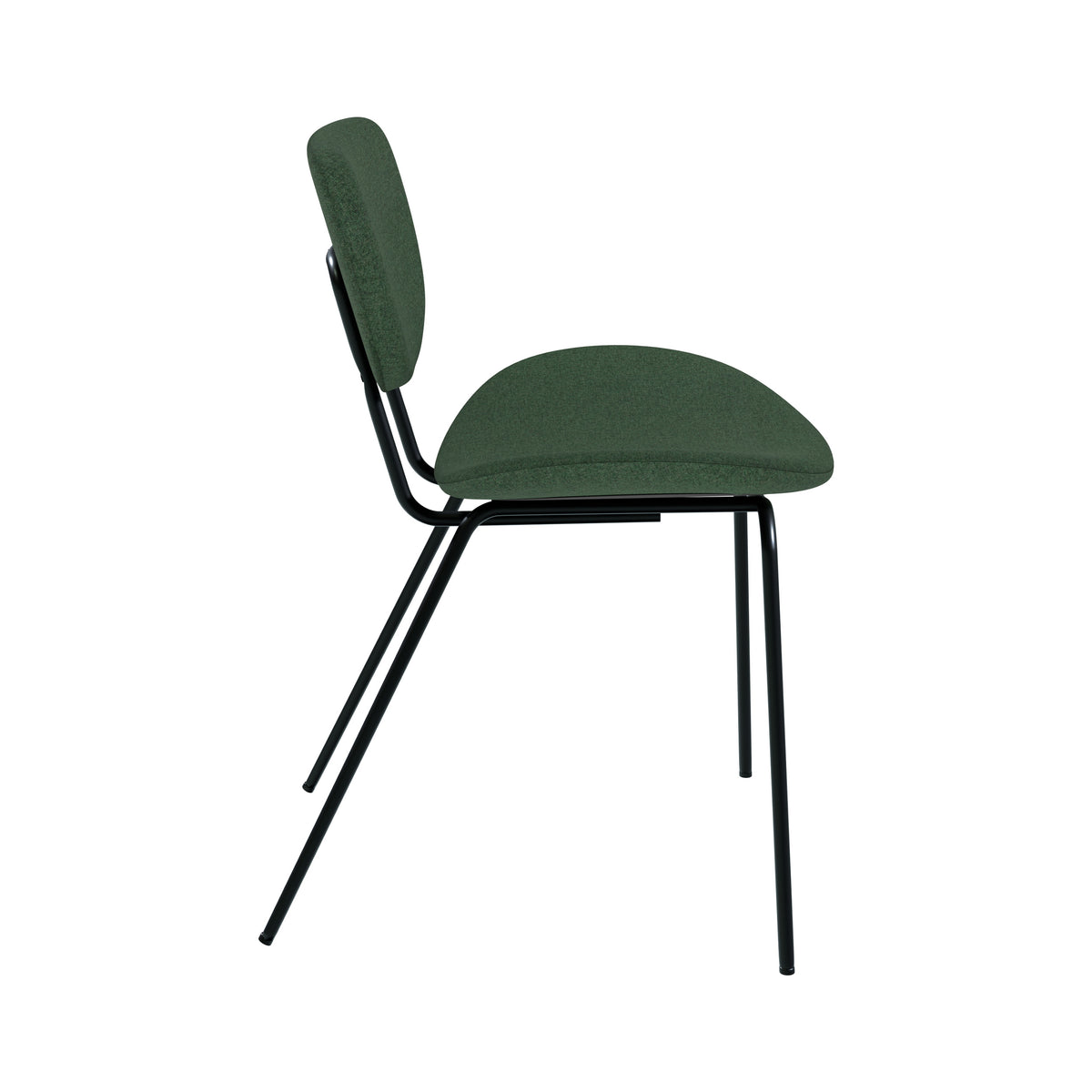 Chaise en tissu vert et pieds en métal noir Verner – Maison Pavane