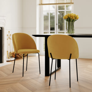 sedia in velluto giallo e piedi neri karl set 2