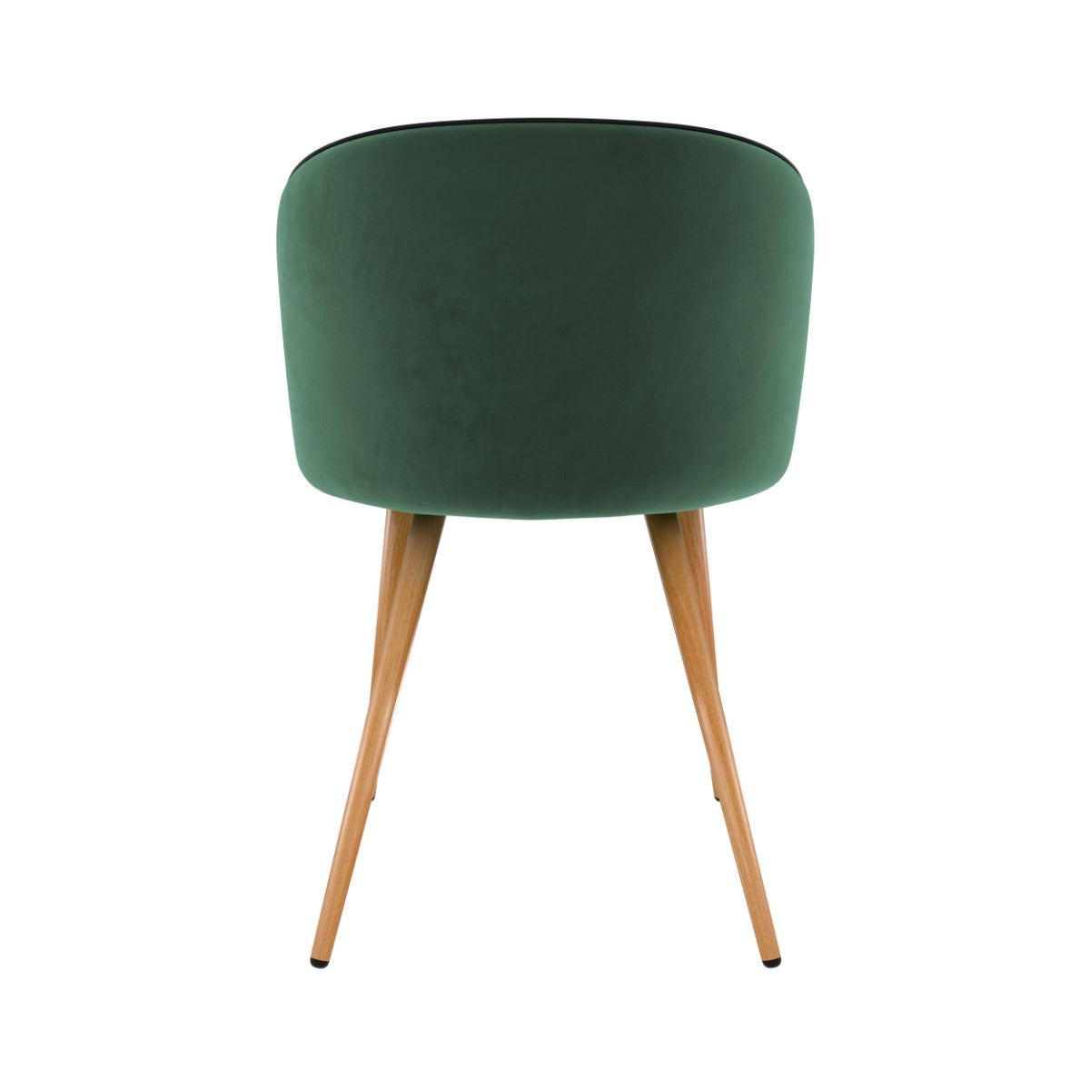 chaise en velours vert et pieds en metal imitation bois chiara