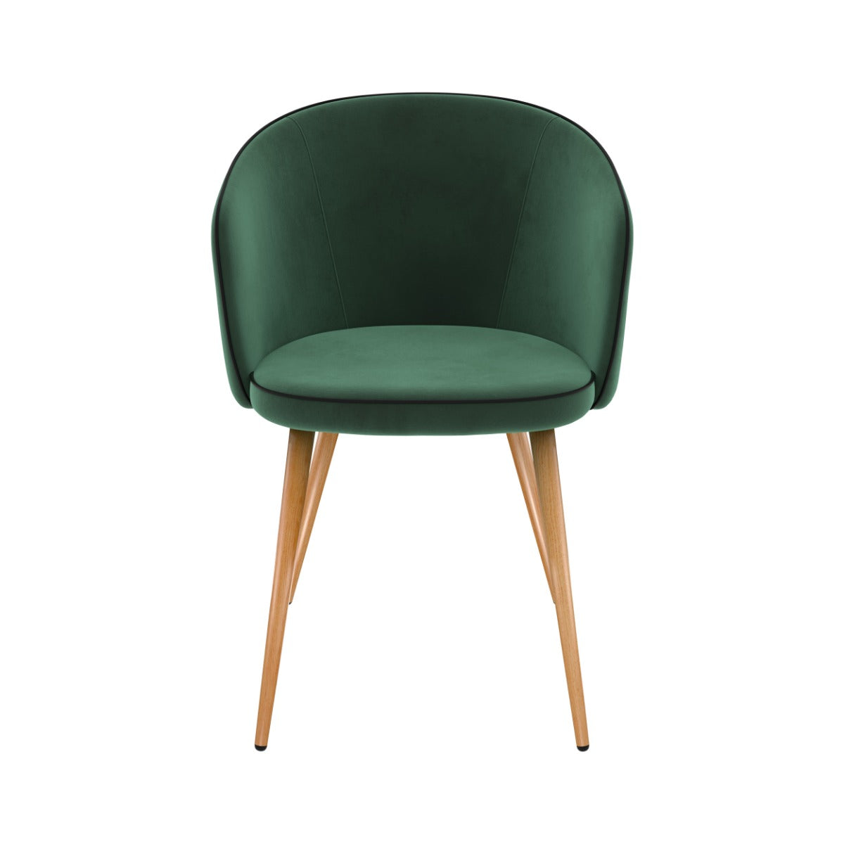 chaise en velours vert et pieds en metal lot de 2 chiara