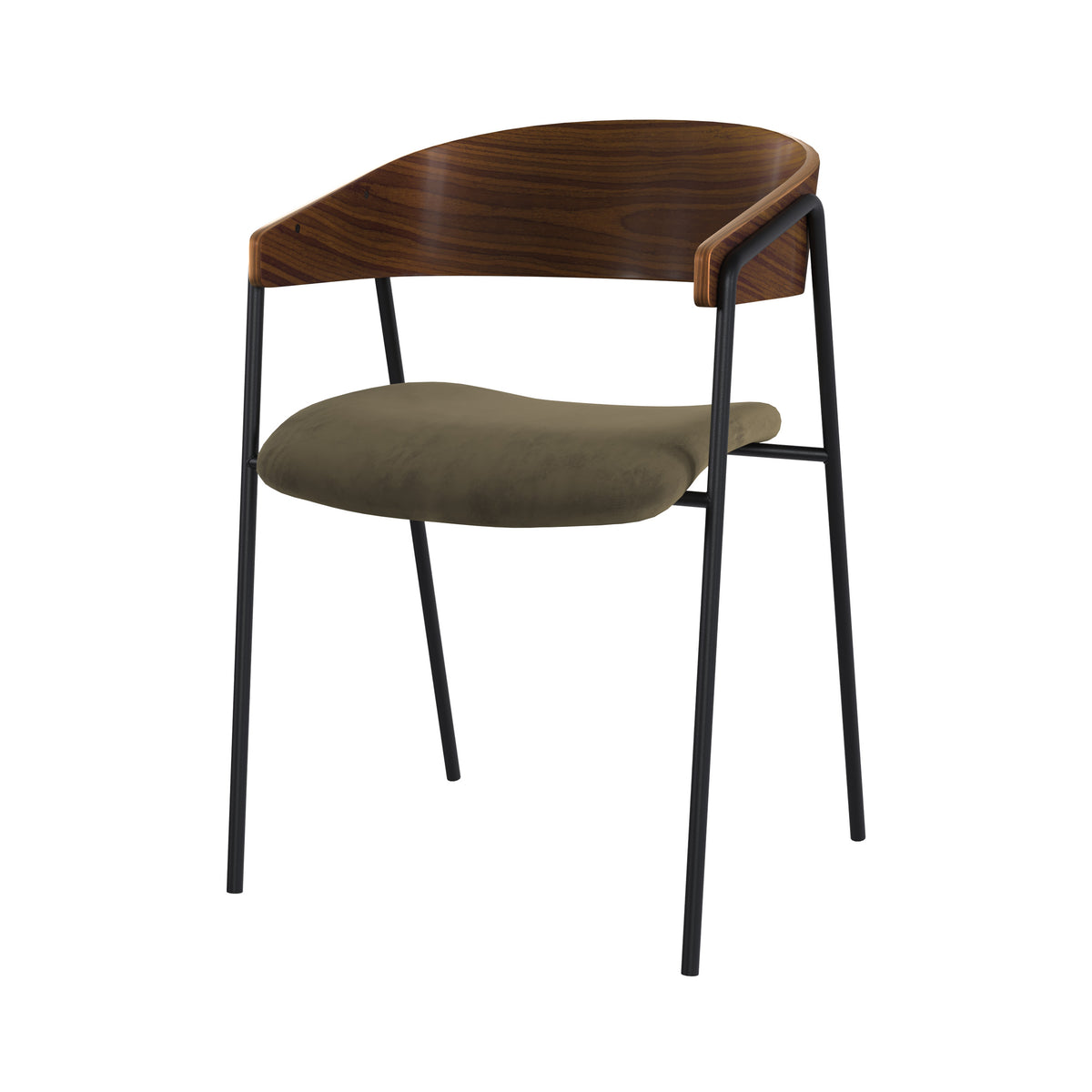 chaise en velours vert kaki esmee et bois de noyer lot de 2