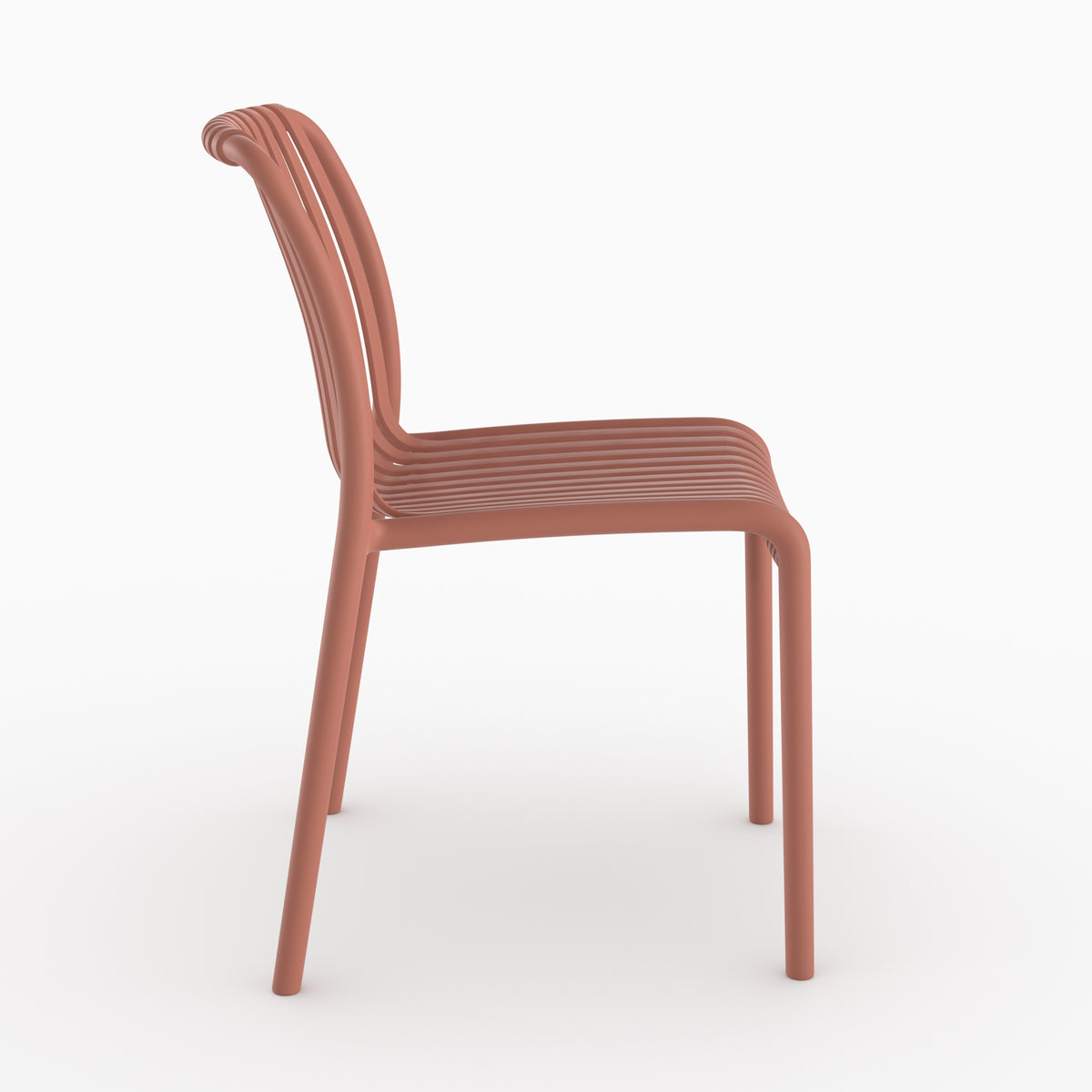 Chaise extérieur Duli plastique terracotta vue côté profil