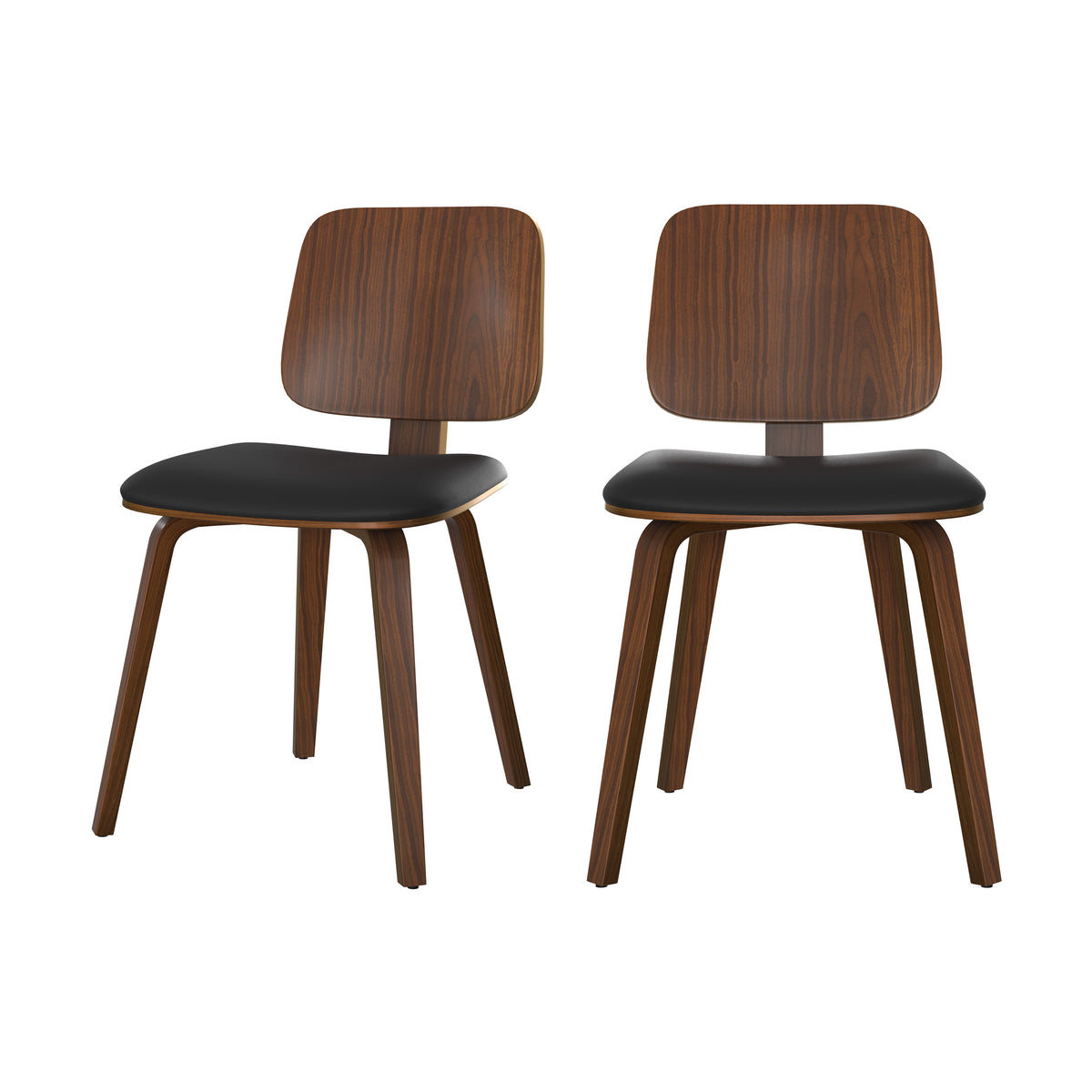 chaise flow en bois de noyer et tissu noir