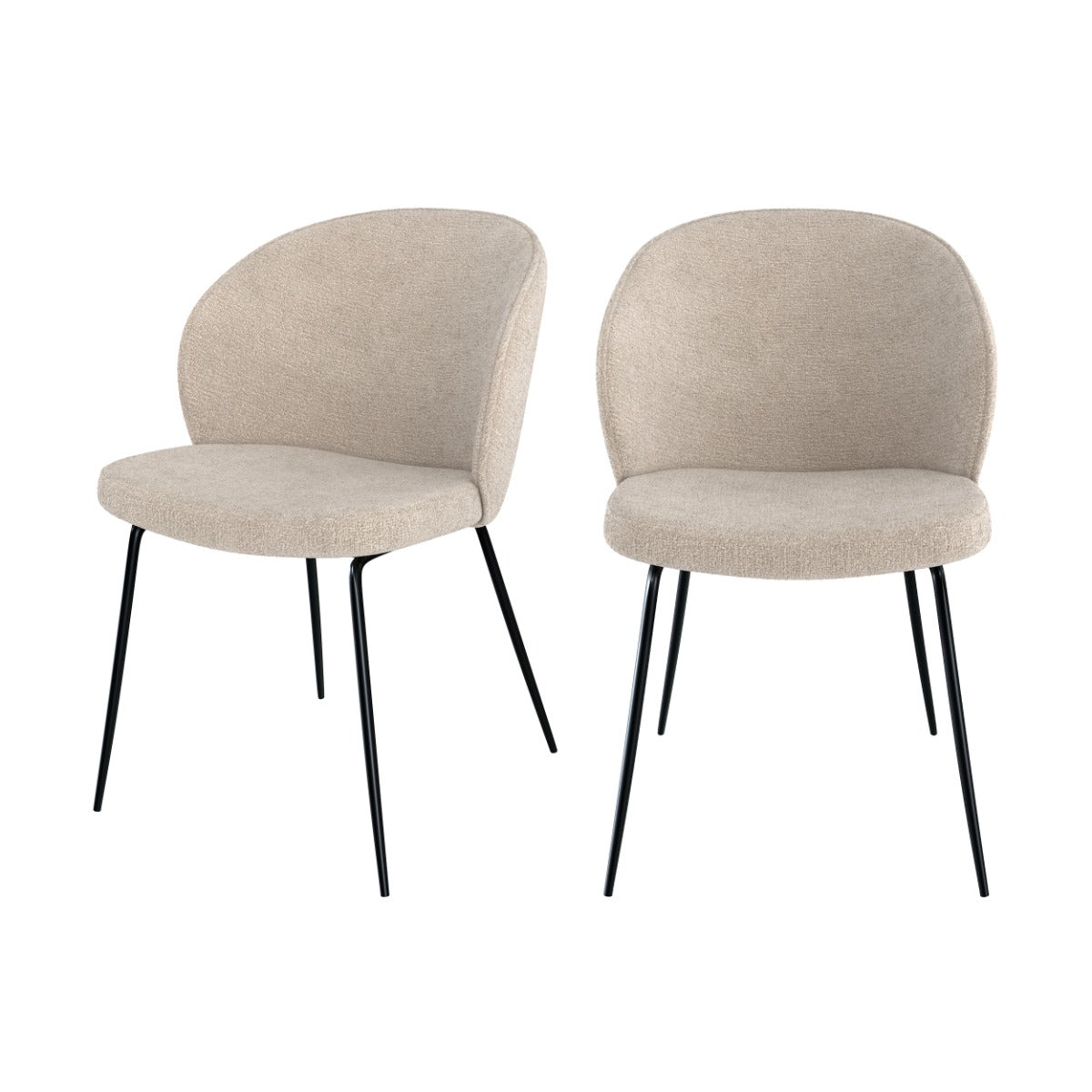 chaise groom en tissu boucl_ beige lot de 2