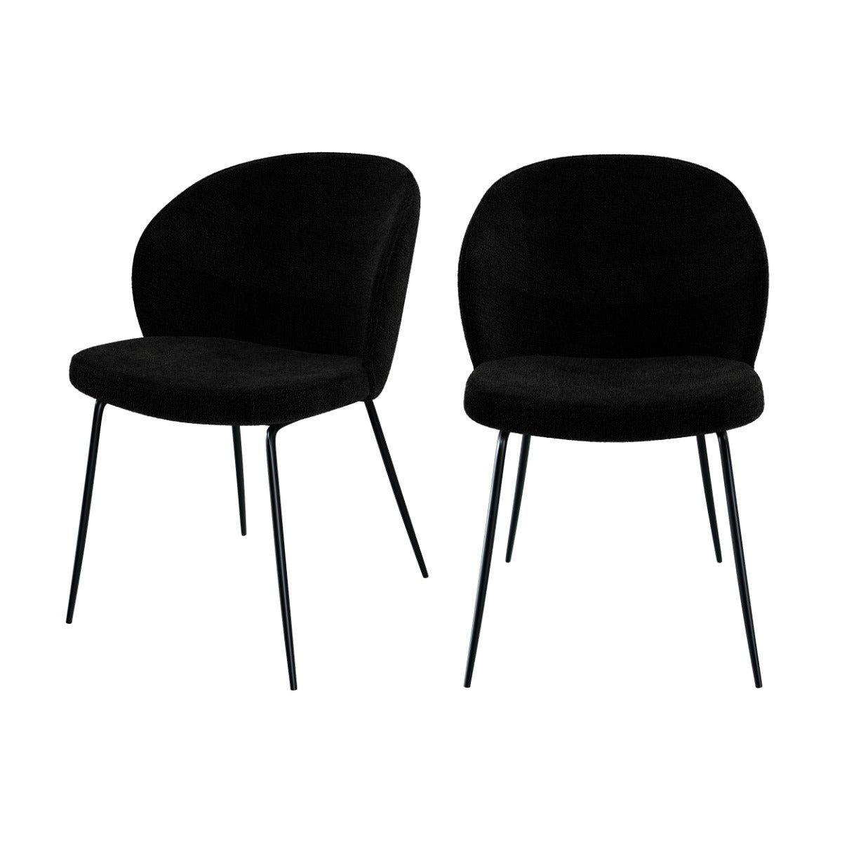 chaise groom en tissu boucl_ noir lot de 2