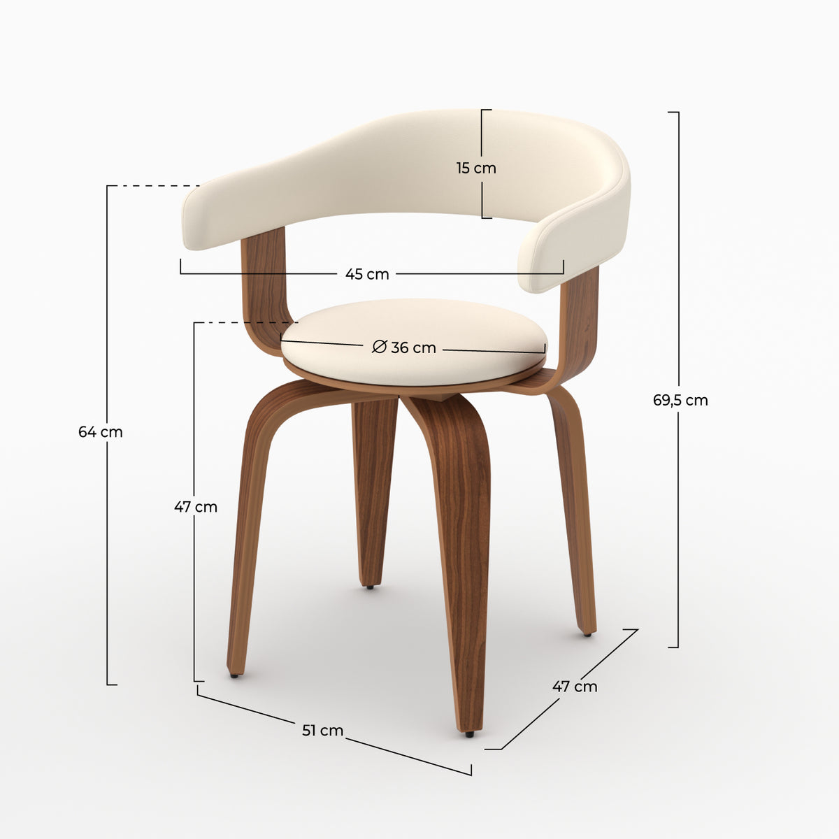 Chaise Harold accoudoirs bois courbé noyer blanc dimensions – Maison Pavane