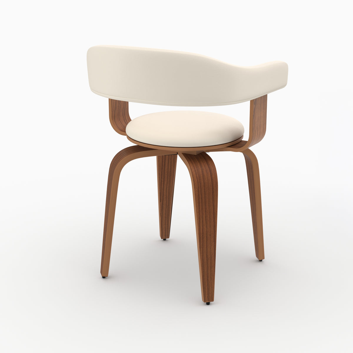 Chaise Harold accoudoirs bois courbé noyer blanc trois quarts arrière – Maison Pavane