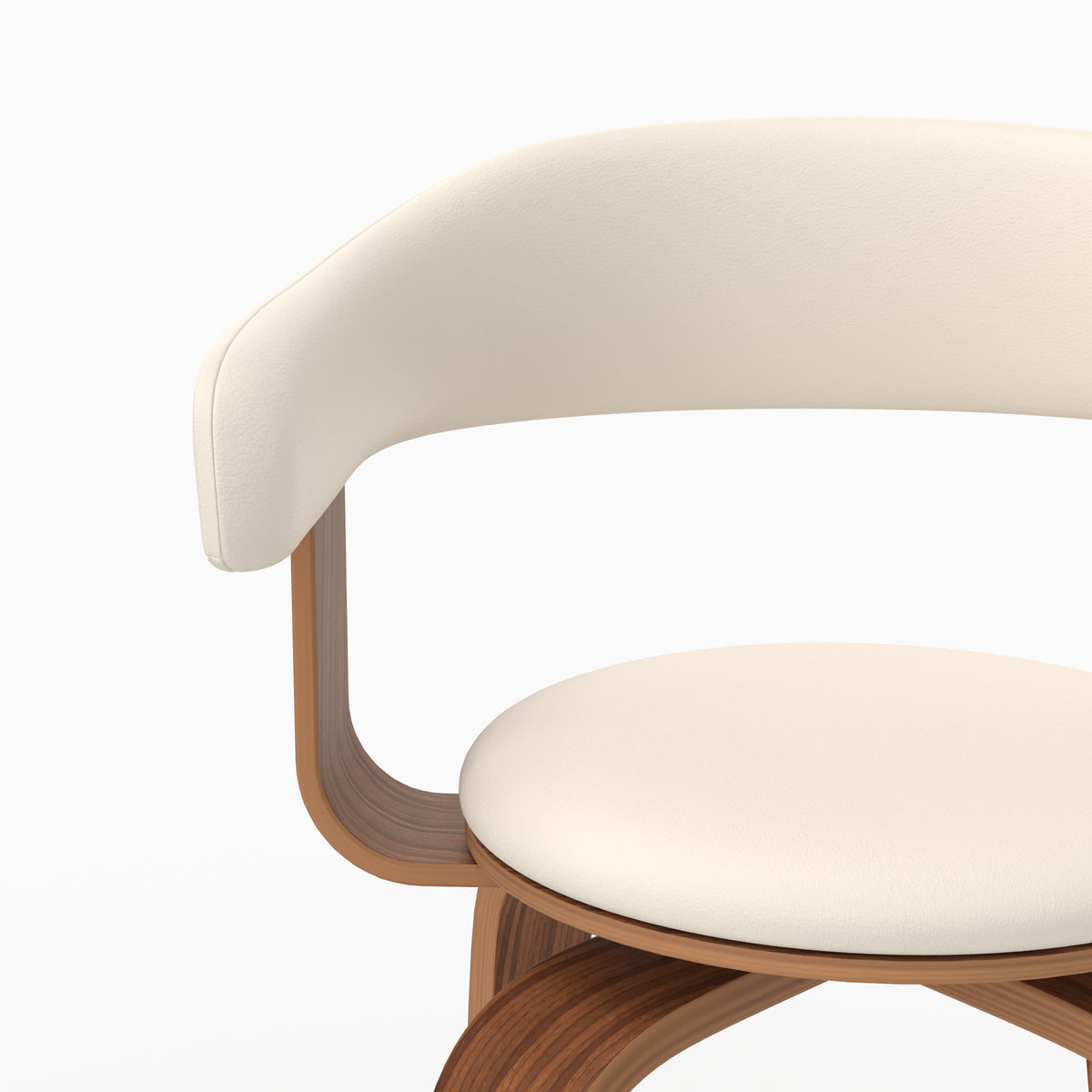 Chaise Harold vintage bois courbé noyer simili blanc détail dossier accoudoir – Maison Pavane