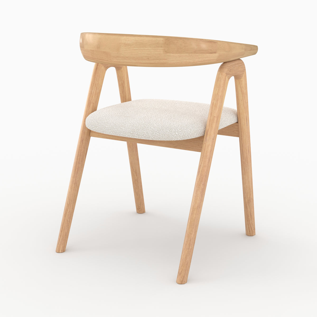 chaise hawa bois d hevea clair et tissu boucle creme