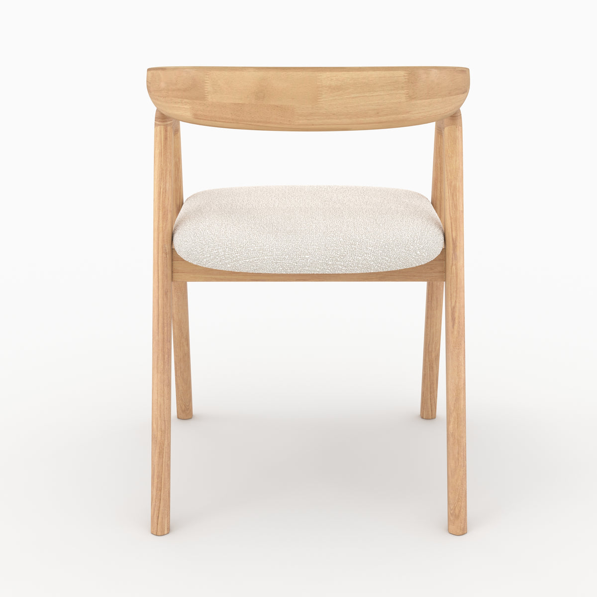 chaise hawa en bois hevea clair et tissu boucle creme