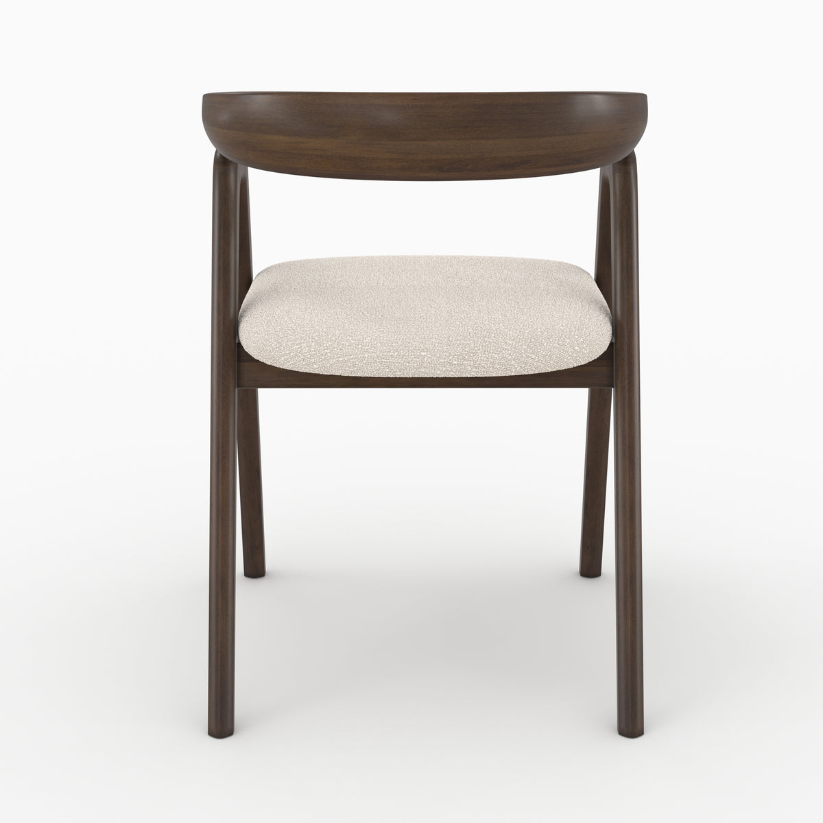 sedia hawa in tessuto boucle crema legno scuro di hevea