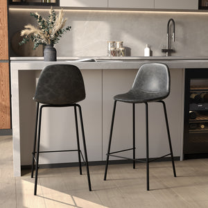 sedia isola centrale in similpelle nera set 2 henrik