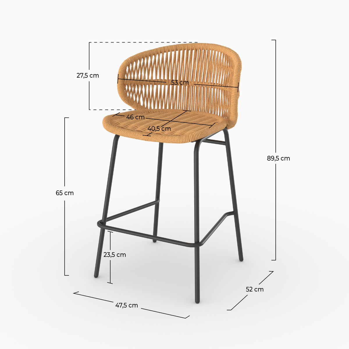 Chaise îlot central jardin Lara rotin synthétique dimensions détaillées – Maison Pavane