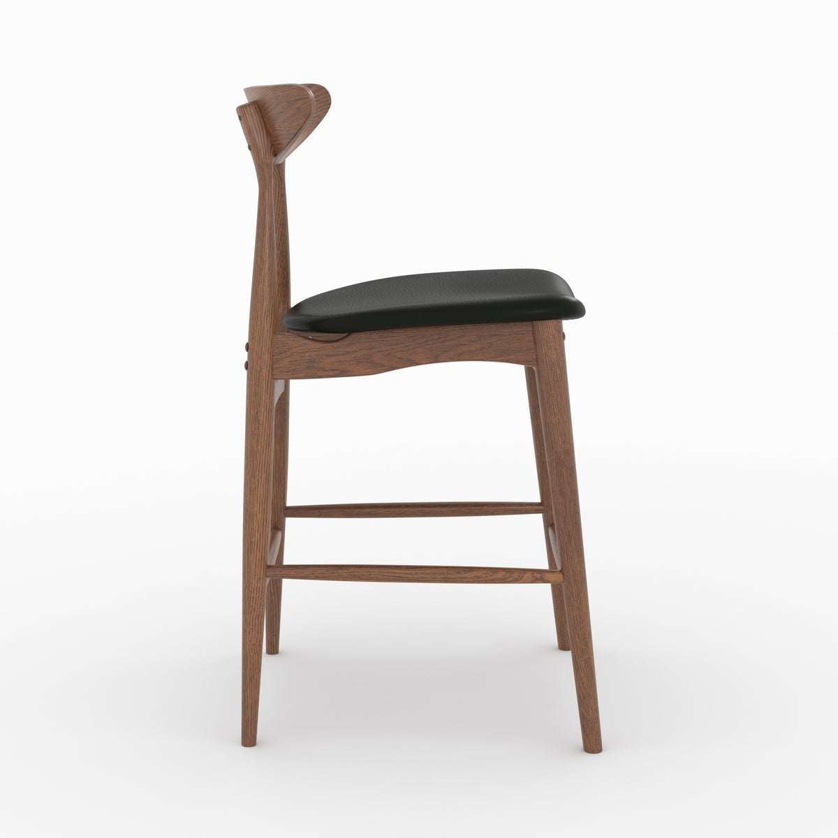 Chaise îlot central Josette cuir synthétique noir hévéa foncé dos – Maison Pavane
